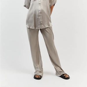 SIMONE PEWTER SATIN BIAS CUT